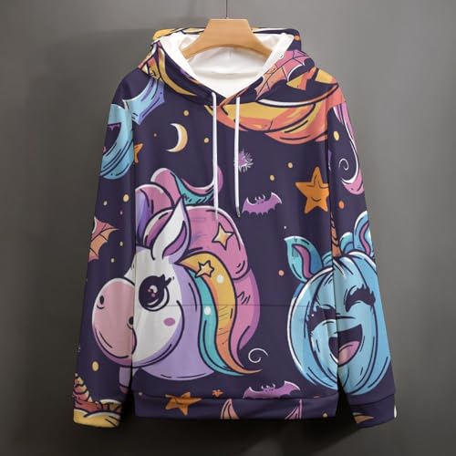 Sweat à capuche citrouille licorne hoodie unisexe taille S - 5
