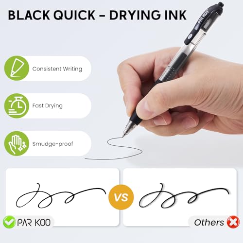ParKoo Set de 100 bolígrafos retráctiles de tinta negra gel 0.7mm miniatura 5