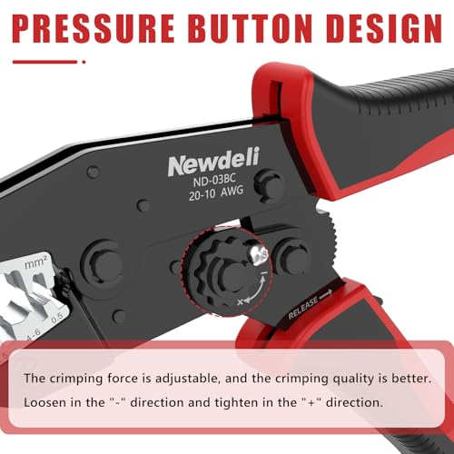 Image of Newdeli Wire Crimping Tool for Non Insulated Open Barrel Terminals Receptacles - AWG 20-10 Ratchet Wire Crimper Open barrel Crimping Tool Electrical Connectors Ratcheting Crimping Plier Crimp Tool