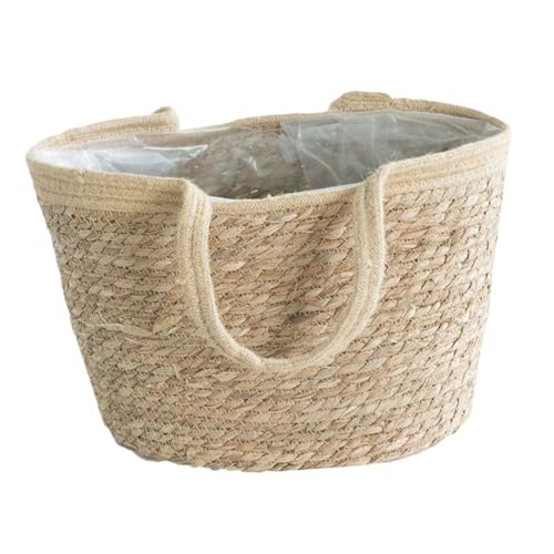ibasenice Panier Tressé à Plantes Et Pot De Fleurs en Herbe Naturelle Tissé Main, Petit Format Rond, Panier De Rangement pour Maison, Décoration D'intérieur Et Usage Multifonctionnel