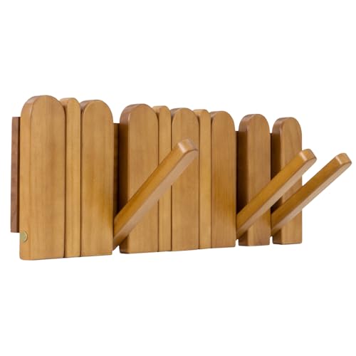 GREENSAPPIRE 6-Hooks Coat Rack Modern Wall Mounted Wooden Coat Hooks