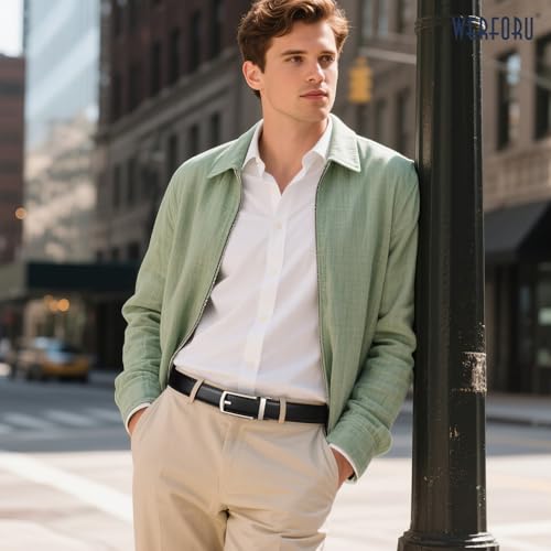 WERFORU Leather Ratchet Dress Belt for Men Perfect Fit Waist Size up to 50 inches with Automatic Buckle2