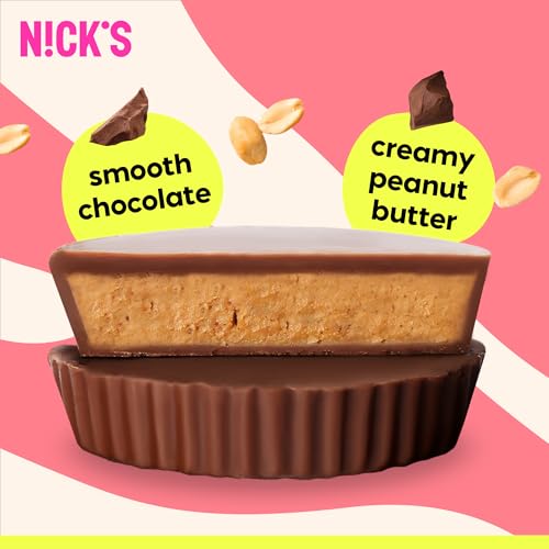 Image of N!CK'S Peanut Butter Cups, Low Carb Chocolate with Peanut Butter, Without Added Sugar, 1.7 g Net Carbohydrates, 1 g Sugar, Keto friendly, Gluten Free, Without Palm Oil 12 Pack with a total of 24 cups