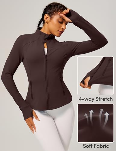 IUGA Women's Workout Jackets BBL Running Athletic Jackets Lightweight Full Zip Up Slim Fit for Women with Thumb Holes3