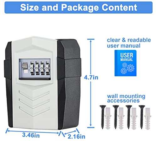 ZHEGE Key Safe Wall Mounted, Large Key Box with Code for 10 House Keys and Car Keys - Image 2