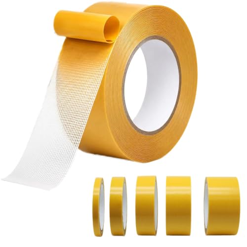 Luliouy PKNEW Heavy Duty Double Sided Mesh Tape, Multifunctional Double Sided, Waterproof Mesh Tape with Fiberglass Grid, Universal High Tack Strong Wall Adhesive with Fiberglass Meshs,1.5cm×50m