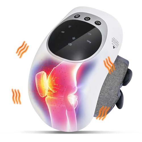 Knee Massager for Pain Relief and Joint, Heated Knee Brace Massager with Vibration Function, LED Display, Adjustable Strap, Type-C Rechargeable, Gift for Family, Friends