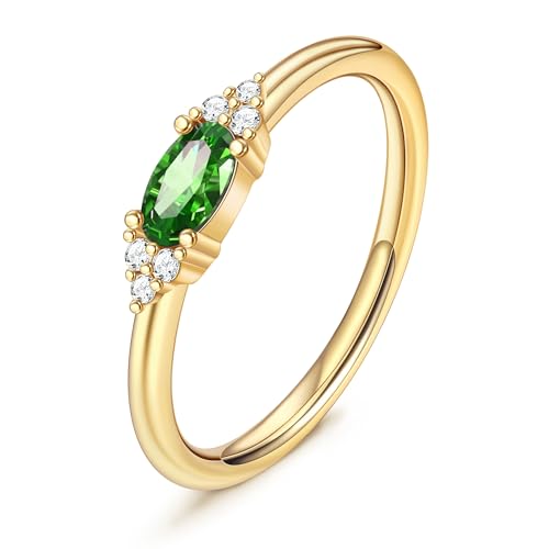 FUNEIA Gold Birthstone Rings for Women Non Tarnish Trendy Stackable