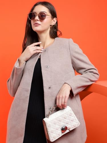 Image of KOTTY Womens Cotton Blend Standard Length Elegant Style Coat - Classic Style with Modern Detailing