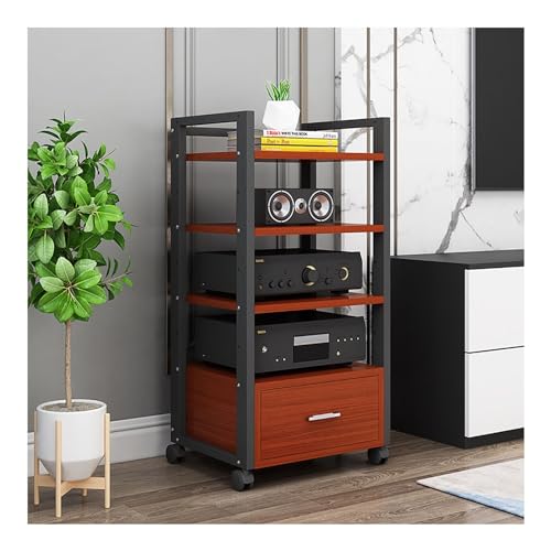 60 Long Multi-Tier Audio Rack with Drawer Amplifier Stand hifi AV Cabinet Mobile Kickstand CD Rack Media Storage Shelf Protects and organizes your valuable music, movie and video game collection. ( Co