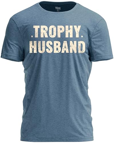 Teeny Fox Trophy Husband Graphic T-Shirt Funny Dad Joke Shirt for Husbands Indigo Blue