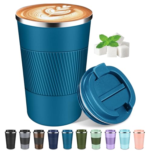 Coffee Travel Mug 12 oz & 17 oz Insulated Coffee Mug with Lid Portable Spill-Proof Coffee Travel Mug No Handle Reusable Stainless Steel Mug Keeps Cold and Hot Suitable for Car, Daily, Travel and Gifts