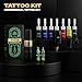 Tattoo Gun Kit Wireless Rotary Tattoo Machine Pen Kit with 1PCS Battery and 20 Pcs Cartridge Needles 7 Colors Ink Complete Tattoo Supplies RN-TK2004-1