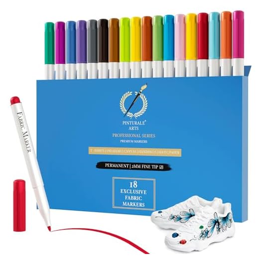Pinturale Arts 18 Rotuladores Textiles Permanentes Ropa | Set Rotuladores Para Tela y Ropa | Para Camisetas, Bolsos, Zapatillas | Rotulador Textil