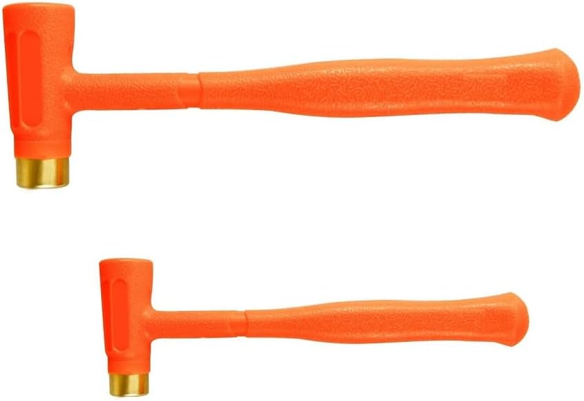 2pc Dead Blow Hammer Brass Head Dual Multi-Purpose Mallet Molded Head 12-24 OZ