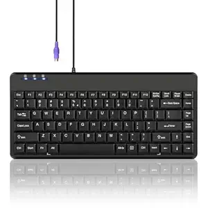 Perixx PERIBOARD-409P, Mini Keyboard - PS2 Interface - 12.40x5.79x0.79 Inch Dimension - Piano Finish Black - US English Layout