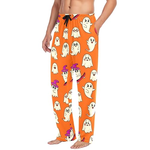 Spirits Wearing Hats Men's Cotton Pajama Pants with Pockets and Drawstring Comfortable and Stylish,S4