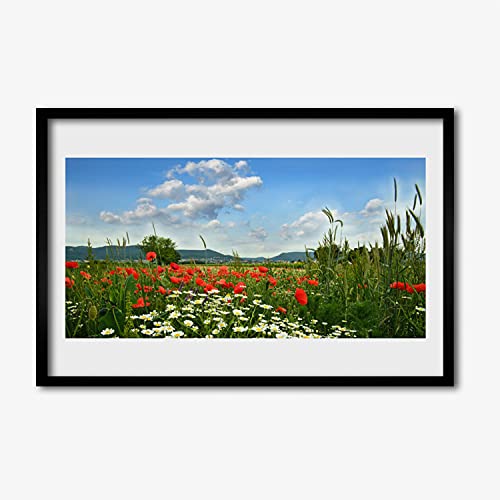 Image photo fleurs de pré de qualité supérieure sous cadre élégant en MDF rigide pour chambre