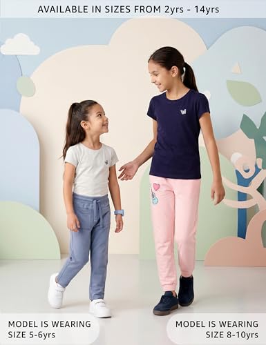 Image of Amazon Brand - Symbol Girls 100% Cotton Solid Half Sleeves T-Shirt | Regular Fit | Age 2-14 Years (Pack of 2)