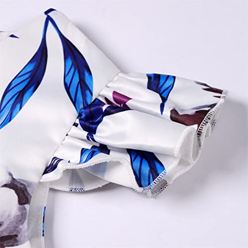 Girl Flower Party Special Occasions Princess Dress Flutter Sleeve Pageant Dresses Tutu Tulle Dance Birthday Gown Dresses 5T 6T (Royal Blue 130) #TOP3