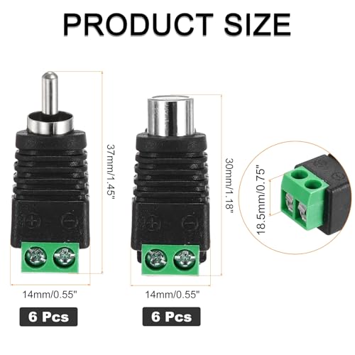 Adaptador RCA macho a hembra sin soldadura 6 unidades miniatura 2