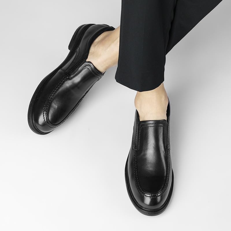 Dress Work Leather Loafers Slip-on Black Thick Sole Shoes Non Slip Men's Casual Oxfords Shoes Comfortable Lightweight Men's Walking Shoes2