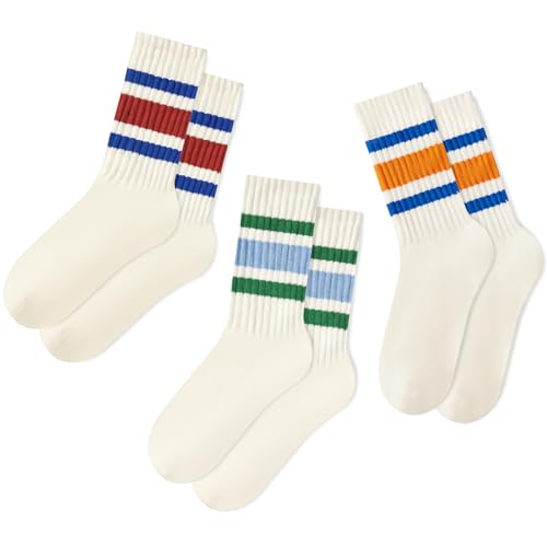 Image of American Trends Tube Socks for Women Striped Slouchy Scrunch Retro Socks Vintage Cute Crew Sock