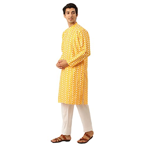 Image of SOJANYA (Since 1958 Men's Silk Blend Light Green Kurta & Nehrujacket with White Pyjama Combo