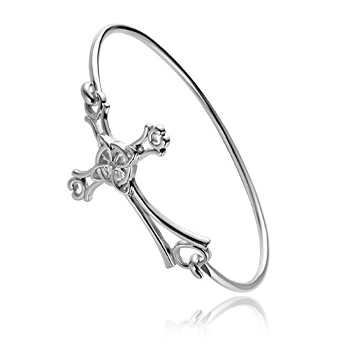 Image of 10K Gold Rose Gold Silver Plated Sideways Cross Wrap Buckle Bangle Bracelet