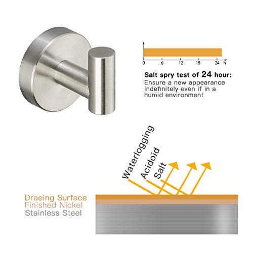GAPPO 3 Piece Bathroom Hardware Accessories Set Brushed Nickel SUS 304 Stainless Steel Wall Mounted Hand Towel Ring Toilet Paper Holder Robe Hook