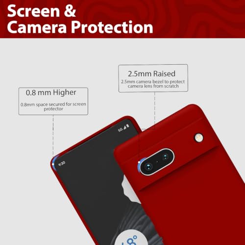 Image of KACA Silicone Back Case for Google Pixel 7a, Soft-Touch, Shockproof Phone Back Cover for Google Pixel 7a (Red)