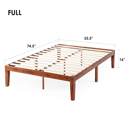 Mellow Naturalista Classic 16 Inch Solid Wood Platform Bed with Wooden Slats, Cherry, Full