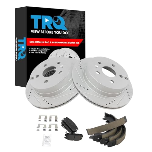 Image of TRQ Performance Rear Brake Pad and Rotor Set Semi Metallic Coated Rotors Compatible with 2010-2017 Chevrolet Equinox GMC Terrain