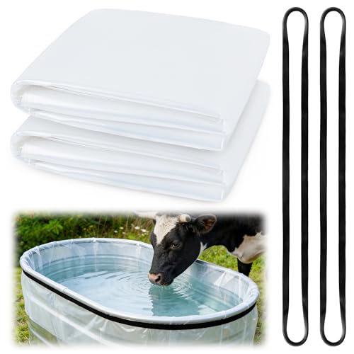 Verdanzia 2 Pack Stock Tank Liner Durable Plastic Liners for 100 Gallon Stock Tank 10.8 x 8.8 Ft Stock Tank Liners with 2 Elastic Bands (10.8x8.8 ft)