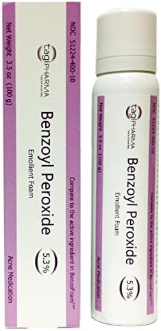 Benzoyl Peroxide Emollient Foam 5.3% Acne Medication, 100g (Compares to BenzEFoam)