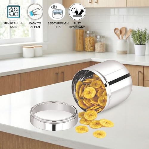 Image of Sizzle Flash Stainless Steel Canisters /Dabba /Storage Container for kitchen with See Through Lid 850 ML - 1pcs