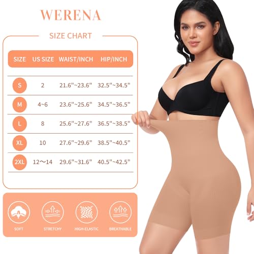 Image of Werena Shapewear Shorts Tummy Control for Women High Waisted Body Shaper Underwear Slimming Slip Shorts Under Dresses