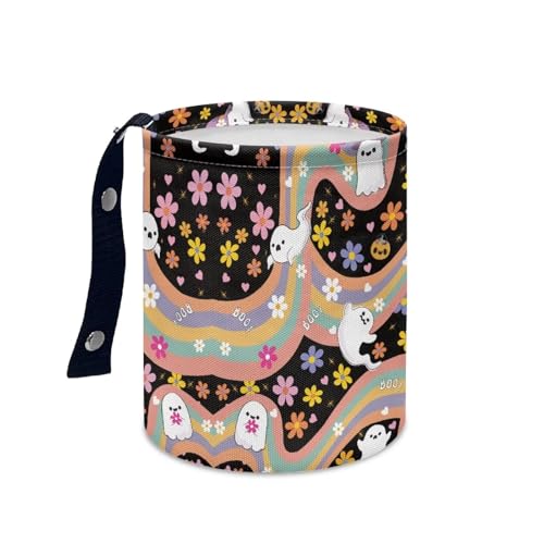 Image of Groovy Hippie Flower Car Trash Can, Kitchen Camping Trash Can,Waterproof Trash Can, Women's Car Accessories, Car Seat Back Use Car Interior Accessory Storage Bag