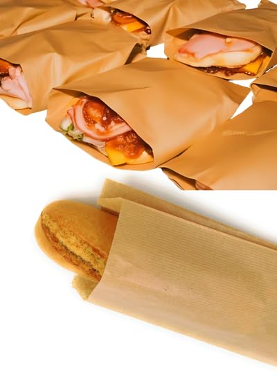 TODOKRAFT bolsas de papel para bocadillos, 14x6x27 cm, 100 Unidades, Ideal para colegio,almuerzos, meriendas, cumpleaños (SIN ETIQUETA DE CIERRE)