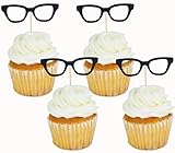 Glasses Cupcake Toppers - Librarian Reading Food Picks - Premium Handcrafted Double Sided - Eyeglasses Party - Set of 12