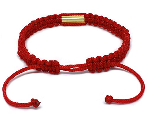 Origin Siam Handmade Thai Knot Wristband With Brass Amulet | Blessed Woven Macrame Bracelet | For Karma Good Luck Love Friendship Yoga Meditation Mindfulness (Red) #TOP1