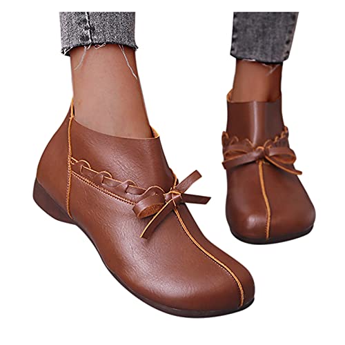 Copercn Fashion Sneakers for Women Retro Zipper Design Casual Low Top Leather Short Boots Shoes Trendy Breathable Chunky High Heels Slip On Flats Driving Walking Shoes for Ladies Girls