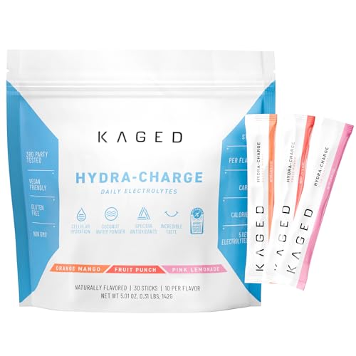Image of Kaged Daily Hydration Stick Packets | Variety Pack | Sugar Free Electrolytes | Sports Drink Mix for Men and Women | 30 Servings