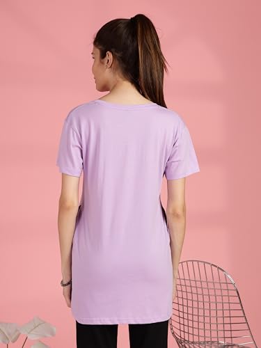 Image of 9shines Label Cotton Plus Size Long T-Shirt Tunic | Hip Covering Regular Top Nightwear| Sleepshirt Lounge wear for Women with Pocket (M-7XL)