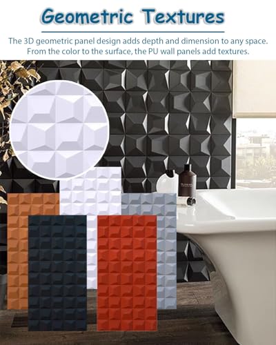 Paneles decorativos pared salon y dormitorio placas geometricas 3D Vibeo negras 2