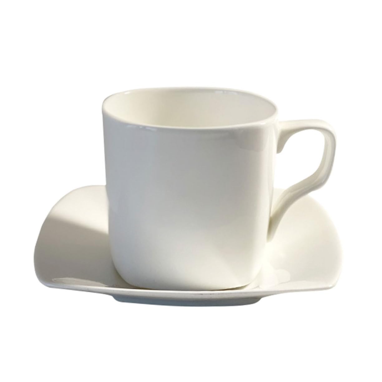 Tasse à café en céramique fine au design minimaliste et son support haut de gamme