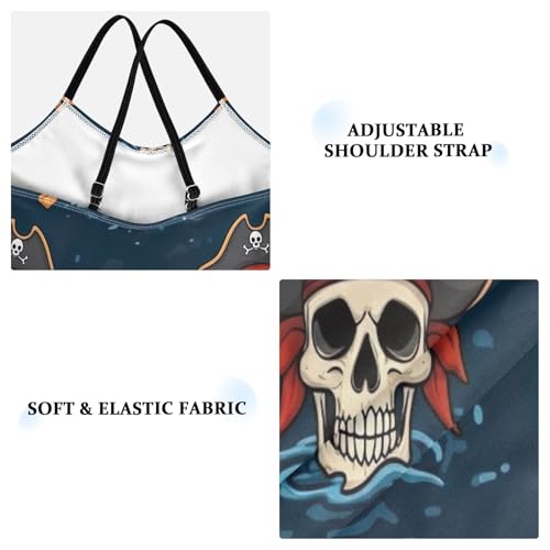 Toddler Bathing Suits for Girls, Summer Beach Swimsuit 3-10 Y, Pirate Skulls Teal3