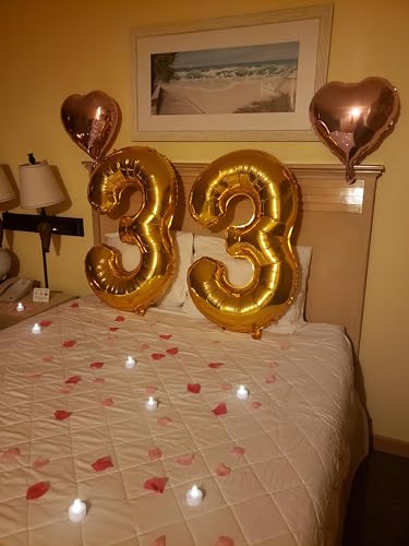 Image of Number Balloons 23 Balloon 40 inch Gold for 23 32 Birthday Party Decoration | Saturated Color, Large 40 inch, With Straw & Hanging Holes, For Back-To-School Season, Anniversary, Christmas, New Year