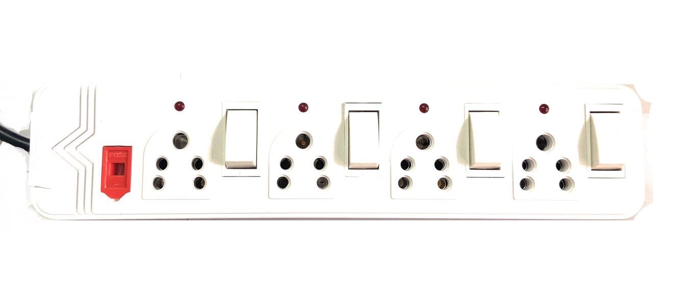 Chetak 4 Outlet 4 Individual Socket with Fuse 6A 240V AC 5 Meter Cable (4+4 Ultra Heavy Duty Power Strip)-image-26