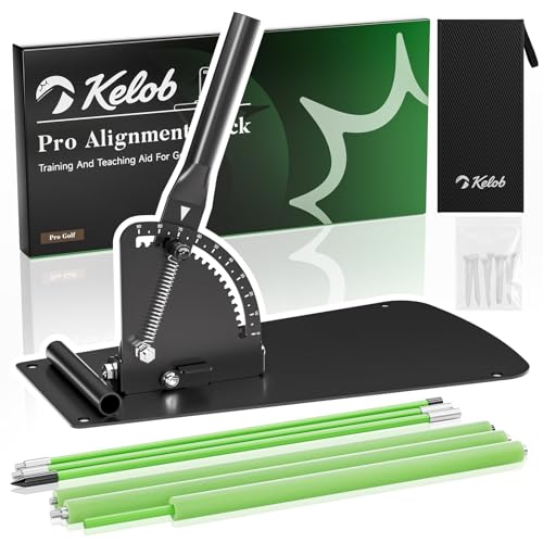 KELOB Golf Alignment Sticks Holder with Angle Adjustment Metal Base & Metal Threaded Connectors Golf Training Aid for Putting Full Swing Posture Correction Golf Swing Trainer for Men and Women
